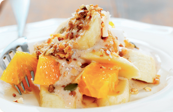 Piesang slaai met kaneel en jogurt- bron onbekend